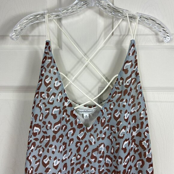 Davi & Dani Leopard Print Gray Brown White V Neck‎ Camisole Casual Medium - Picture 2 of 8